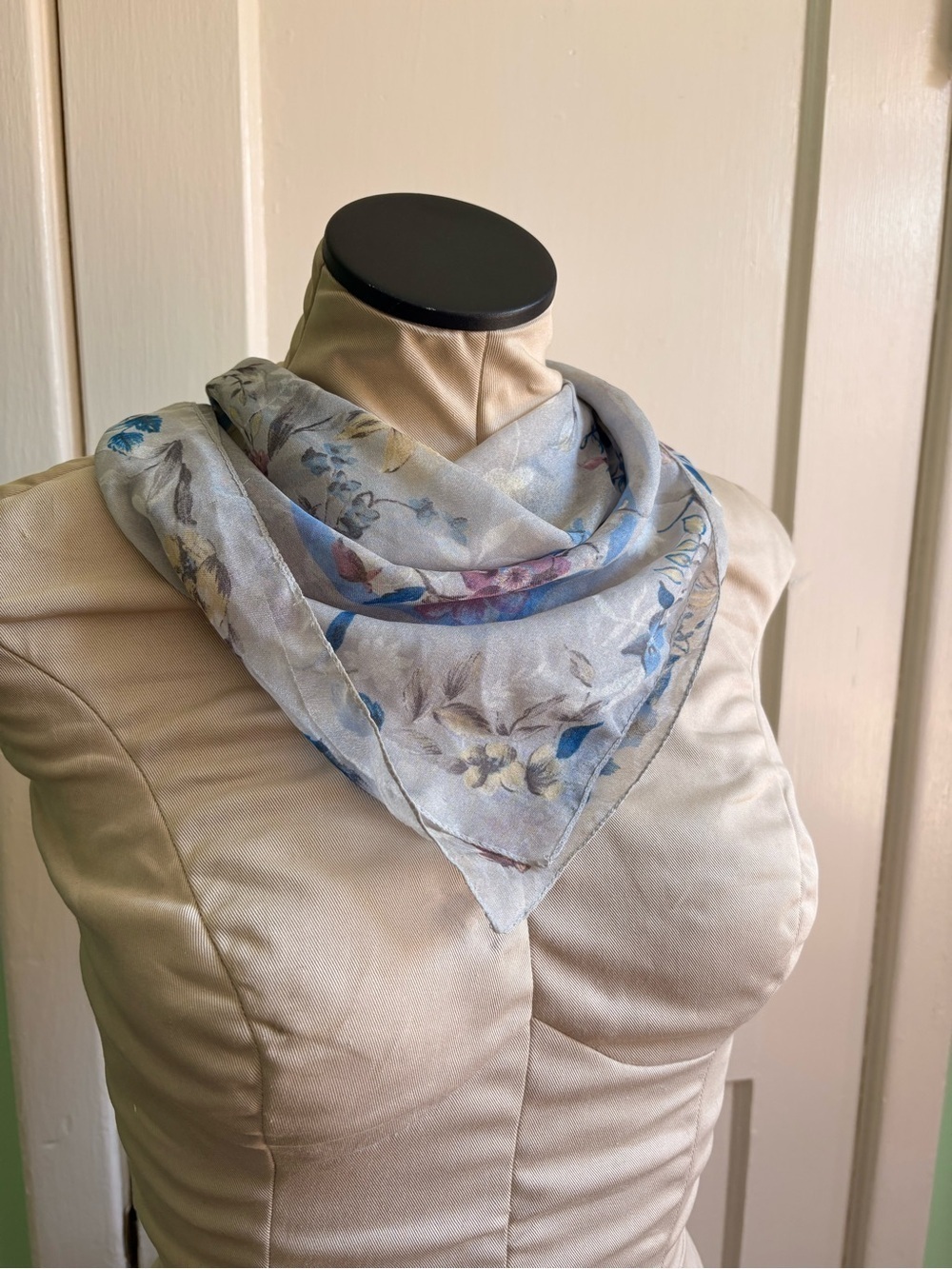 Light Blue Floral Sheer Scarf - Women's Accessories - Picture 3 of 4